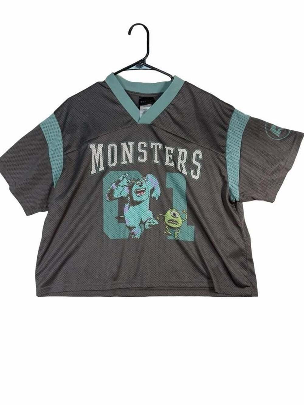 Pixar Monsters Inc Mesh Jersey Size L Gray Sulley Mike Wazowski